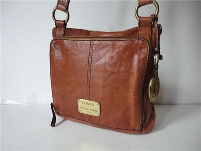 FOSSIL Long Live Vintage 1954 Soft Leather Purse Brown Crossbody Handbag | eBay