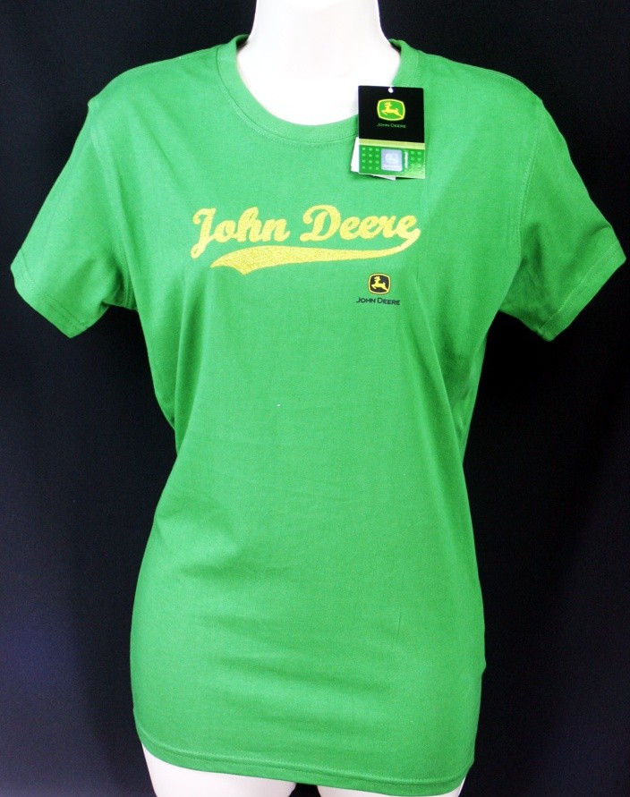 NWT-John-Deere-Ladies-Logo-Sequins-T-Shirt-Authentic-Green-New-5023GR-Tractor