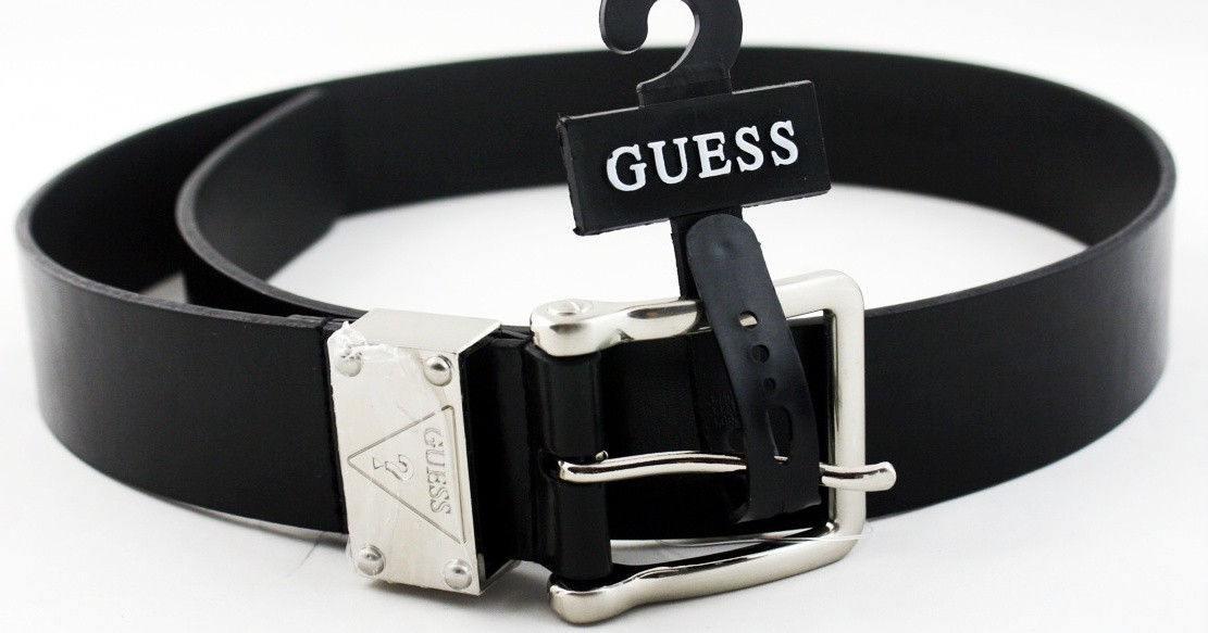 Guess Men's Buckle Belt Genuine Leather 'G' Black 35746 100 Authentic