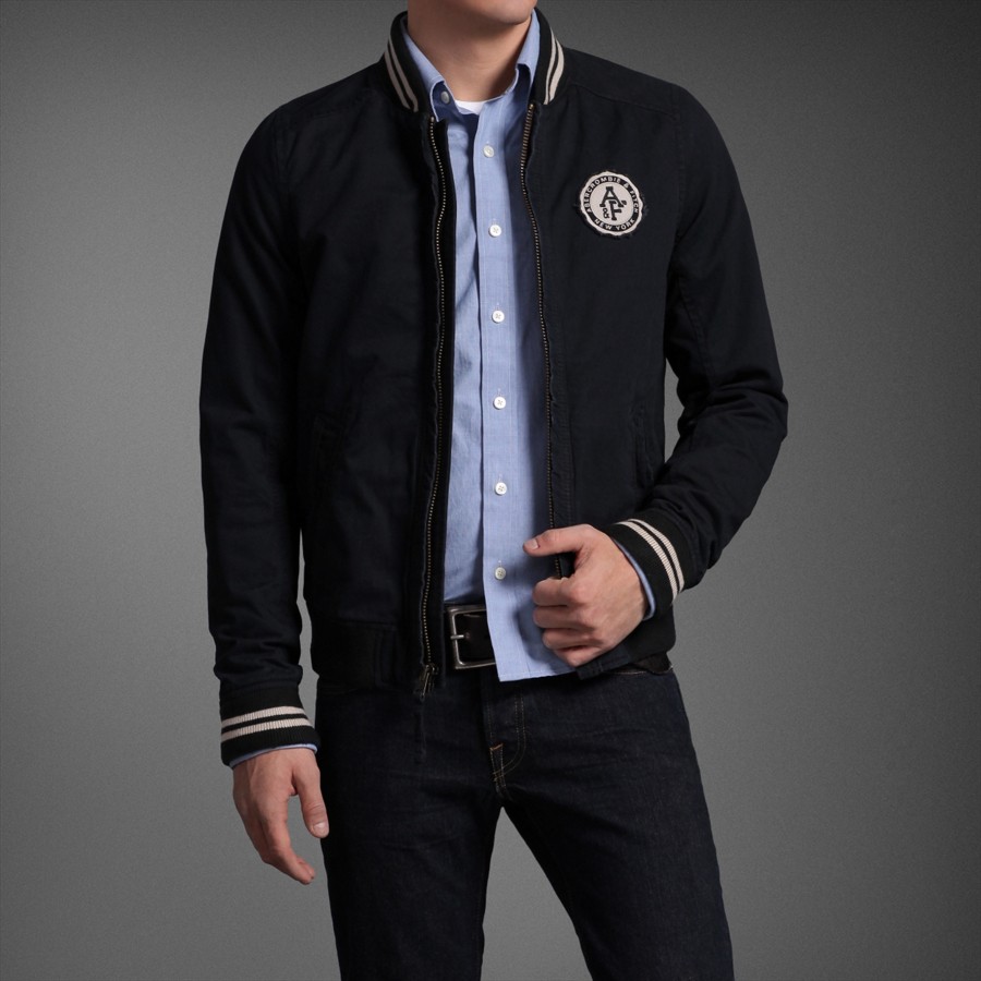 Abercrombie Mens Varsity Jacket MEACHAM LAKE M L XL Flagship Navy 2012