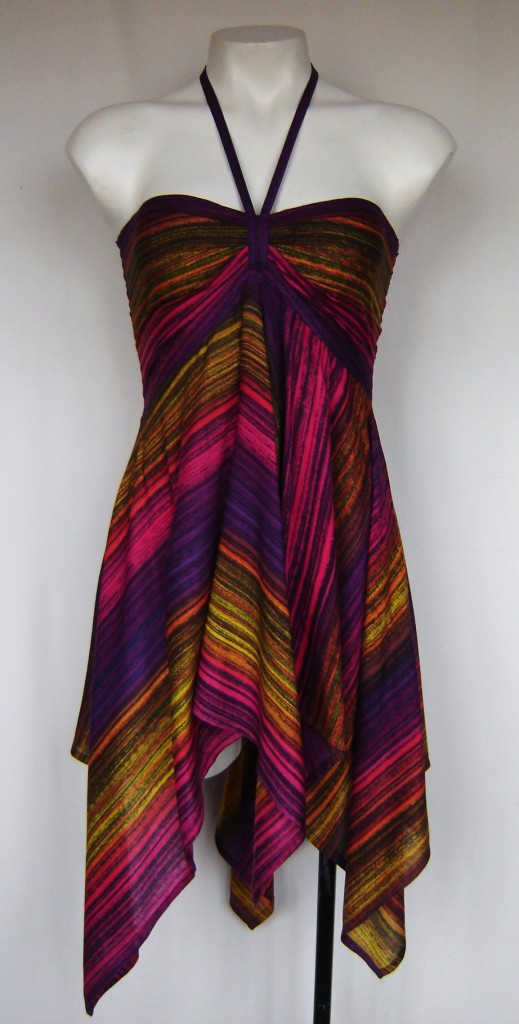 Striped Tie Dye Halter Handkerchief Hem Festival Top 6 - 8 Au | eBay