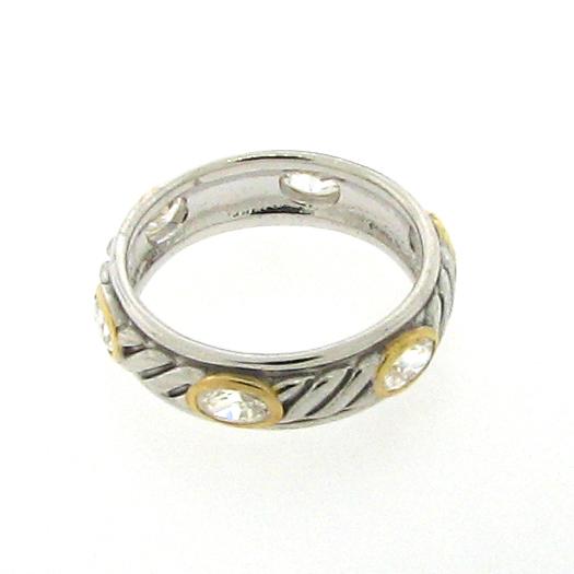 Details about Sterling Silver 925 and Gold Plated Clear CZ Rope Ring