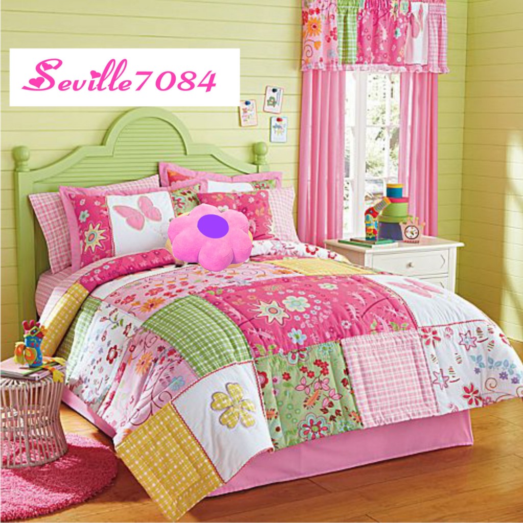 10p QUEEN Butterfly Quilted COMFORTER Pink,Green,Yellow eBay