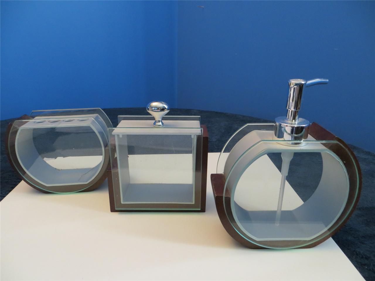 Mid Century Modern Retro Bath Accessory Set Soap Dispenser Toothbrush