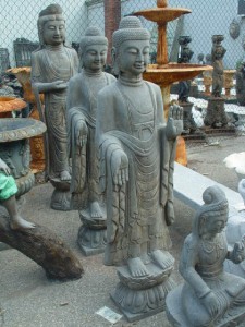 NICE STANDING STONE HAND CARVED GARDEN BUDDHA