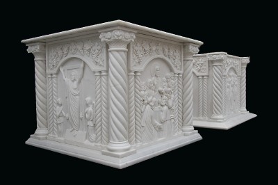 2 Great Hand Carved Marble Church Podiums 