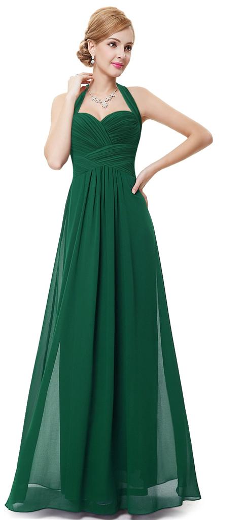 BNWT HAZEL Emerald Green Halter Chiffon Evening Bridesmaid ...