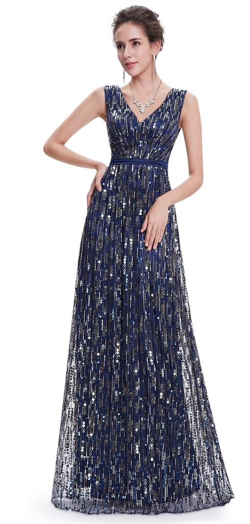 navy and gold evening gown