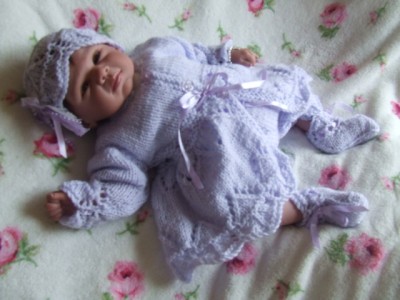 Hand Knitted Baby Clothes on Baby Girl   Reborn  Hand Knitted  Cardigan   Outfit   Pram Set