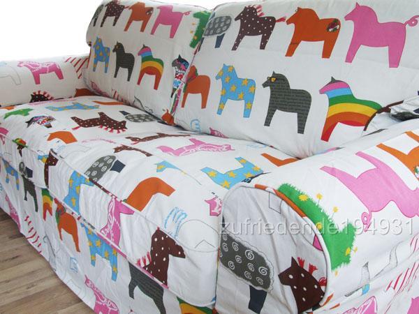 Sofabezug Ikea EKTORP 2er Schlafsofa Pferde ‹(•¿•)› | eBay