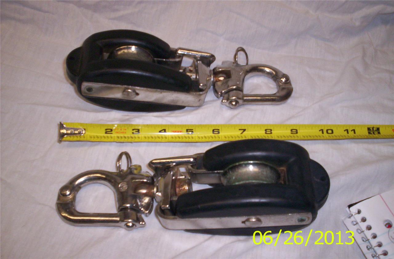 Pair MERRIMAN Snatch Blocks Block Sailing Sailboat LARGE and Heavy Duty