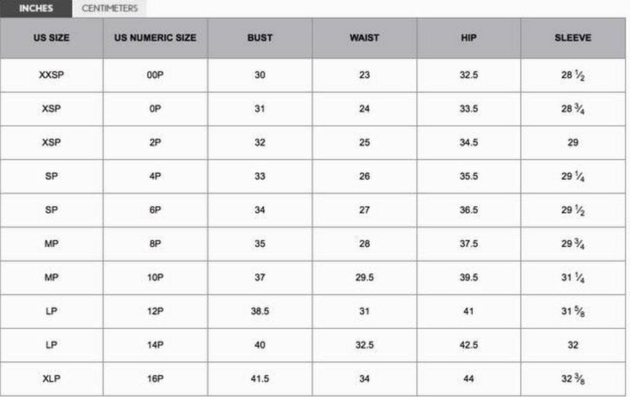 Taylor Loft Jeans Size Chart