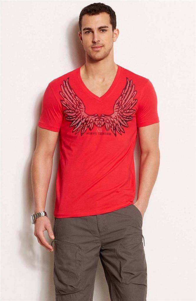 red armani exchange shirts