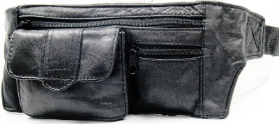 Black Leather Money Belt Fanny Waist Pack For Travel