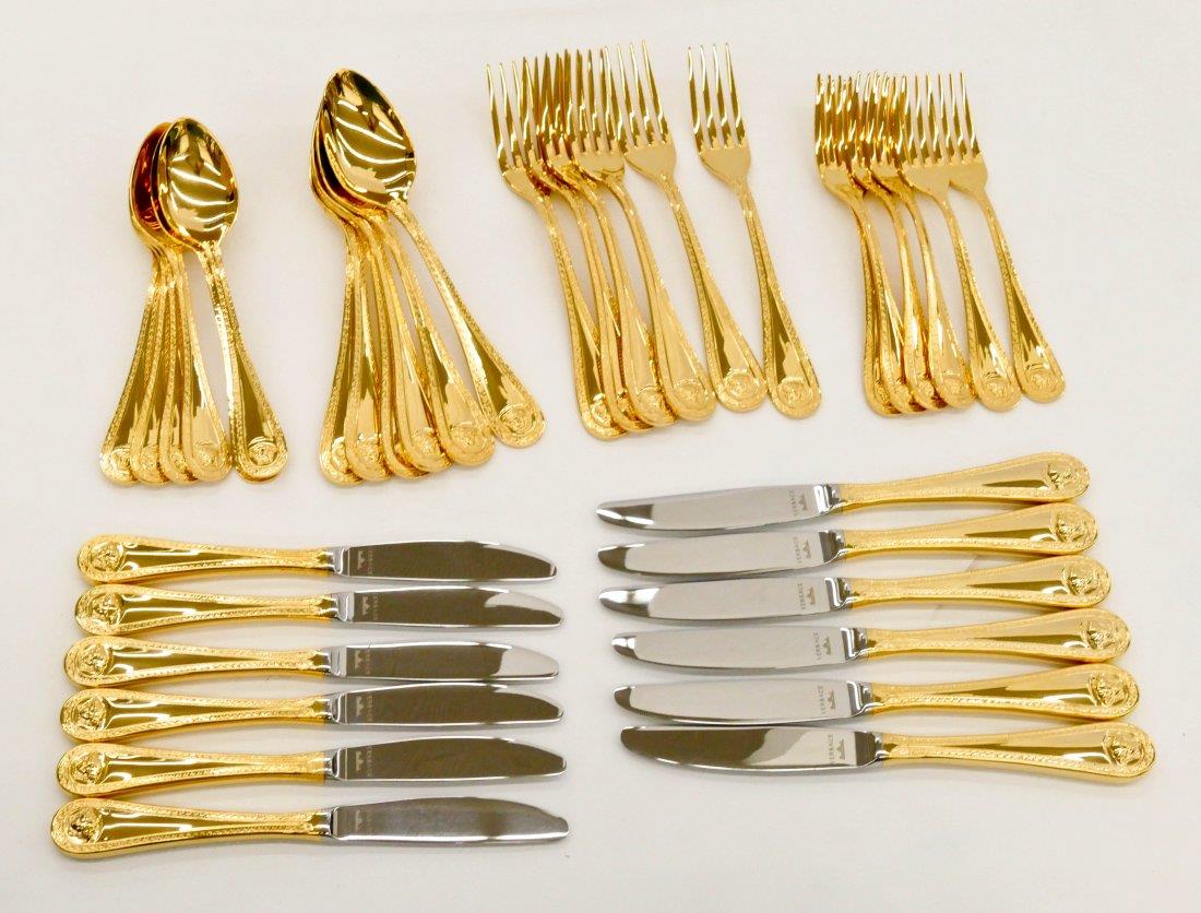 16,020 Versace Rosenthal Medusa Gold Flatware Cutlery 36 Pieces