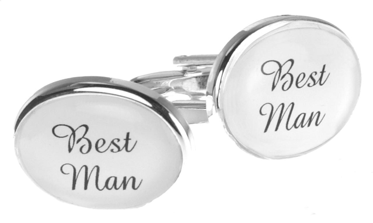 Mens Silver White Personalised Gift Oval Wedding Cufflinks Groom Best Man Usher eBay