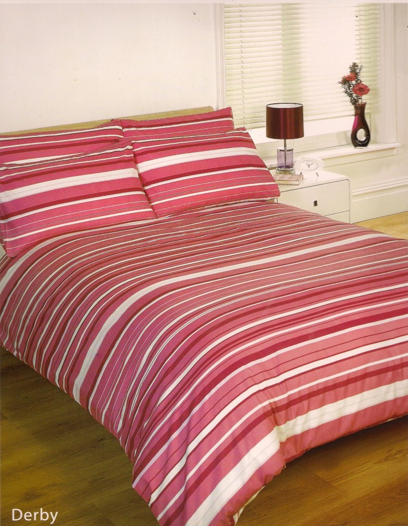PINK STRIPE QUILT / DUVET COVER SETS SINGLE,DOUBLE,KING eBay