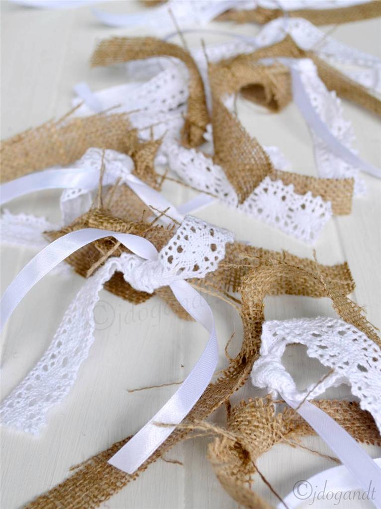 Rustic Hessian Burlap Lace Tassel Garland Bunting Wedding Home