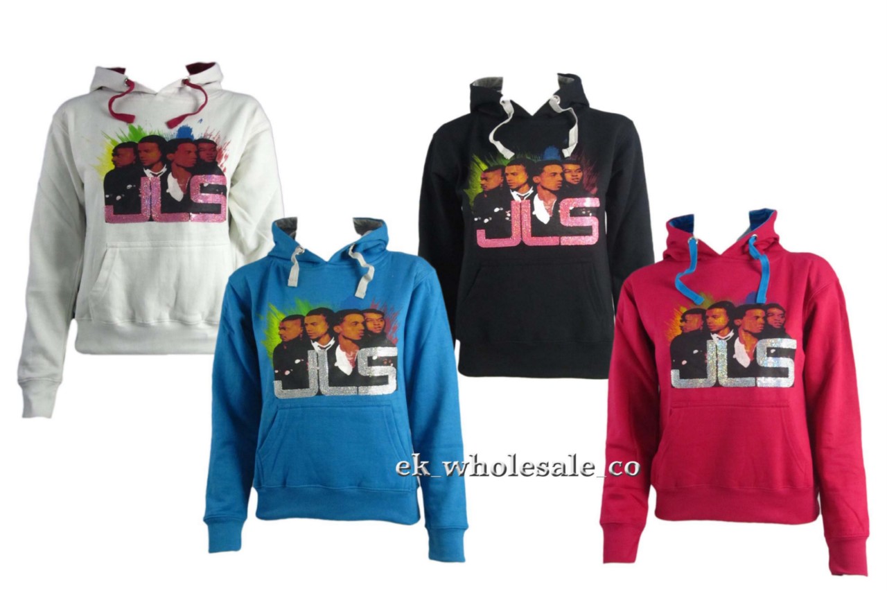 B18 NEW SEQUIN JLS PRINT HOODIE HOODED TOP SIZE XS L eBay