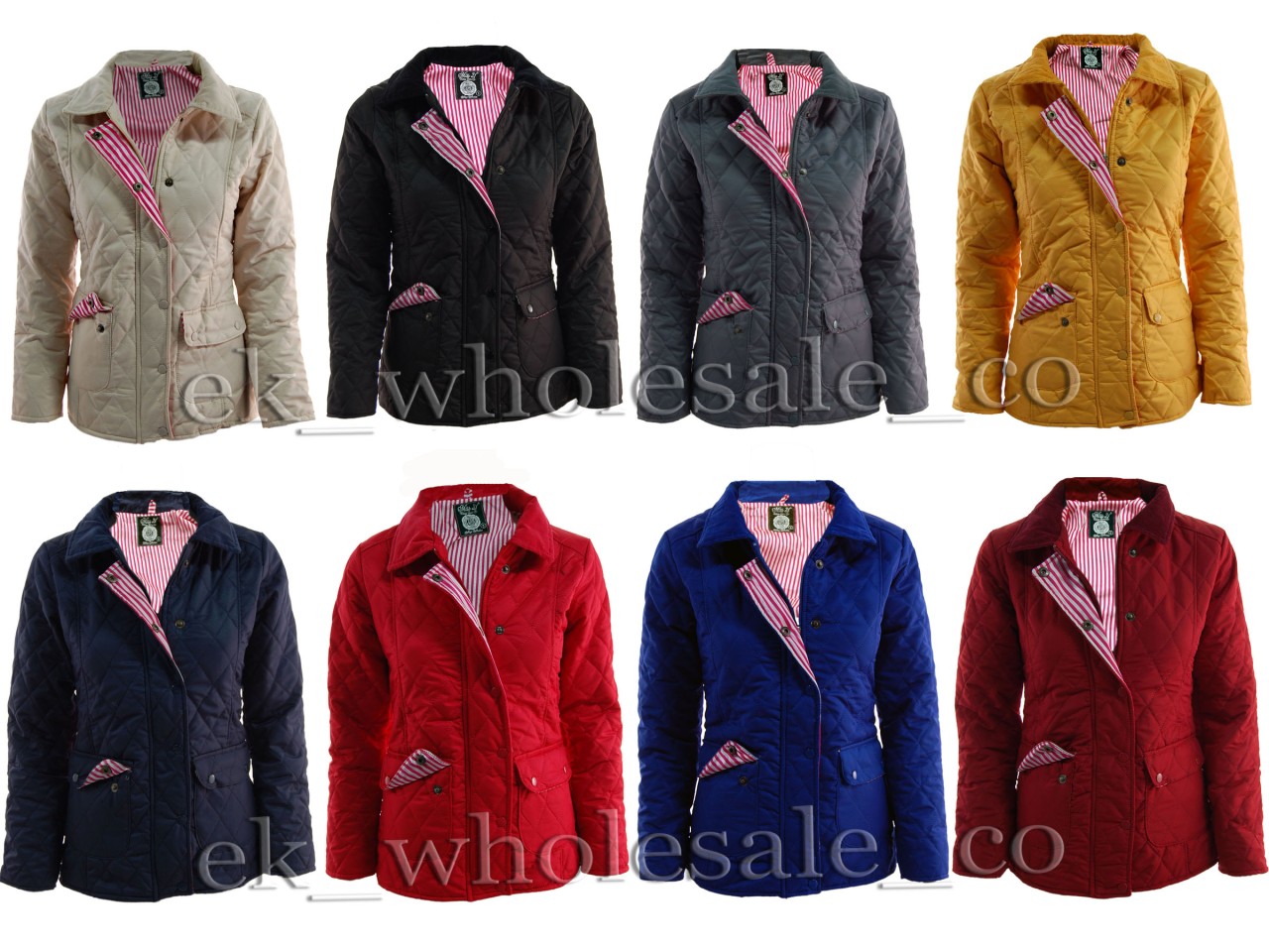 E31 Womens Diamond Quilted Ladies Nautical Lined Jacket Coat Sizes 8