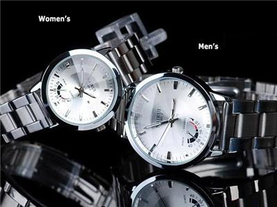 Men's/Women's Fashion Stainless Steel Quartz Analog Wrist Watch Black/White in Jewelry & Watches, Watches, Wristwatches | eBay