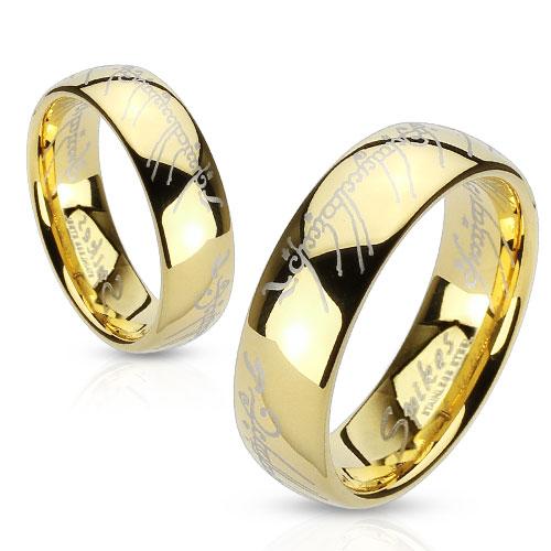 Gold Matching His and Hers Promise Ring Set with Lord Laser Etched