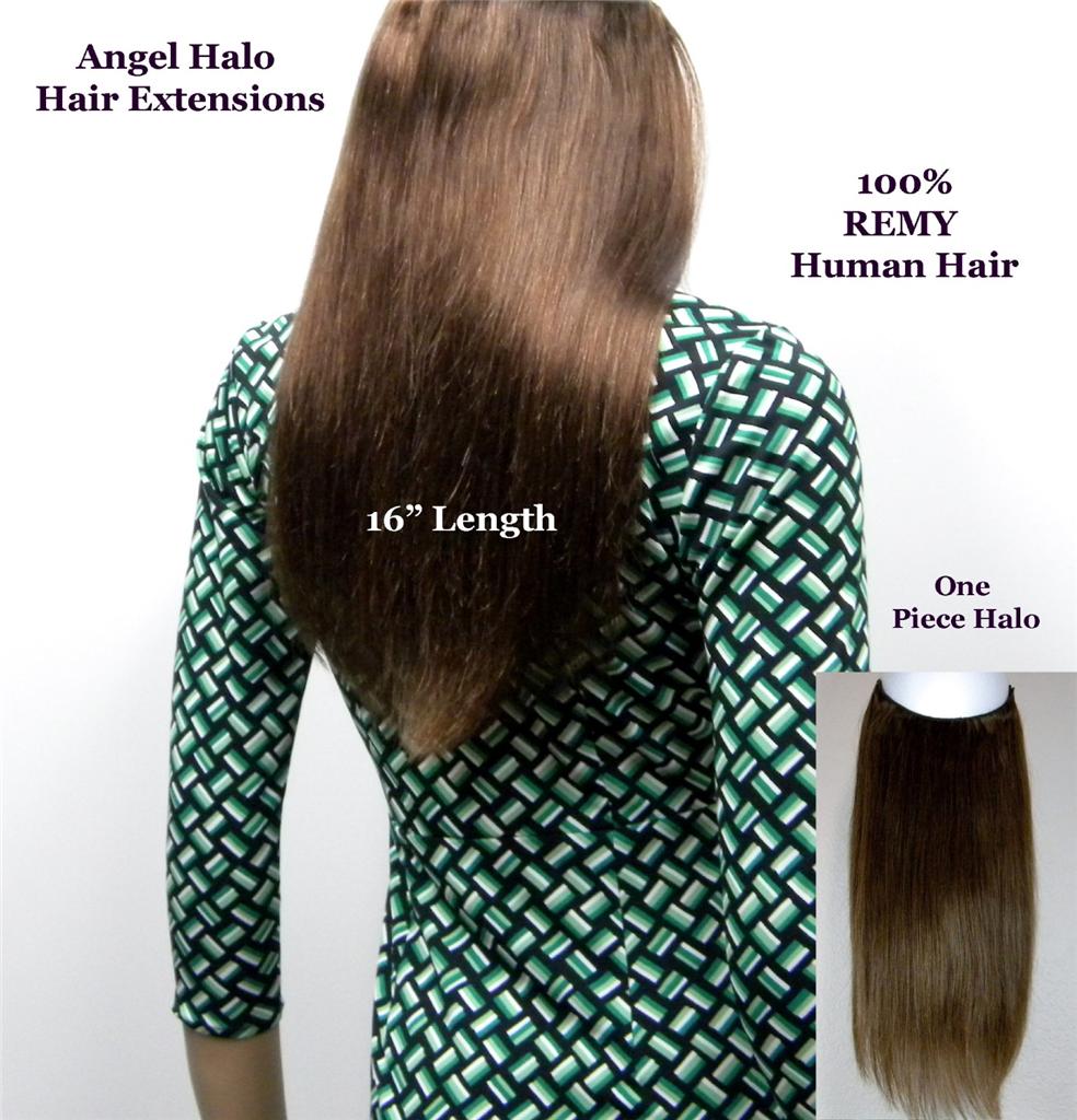 Flip in Type 16" ANGEL HALO HAIR EXTENSIONS One Piece 100 HUMAN Hair