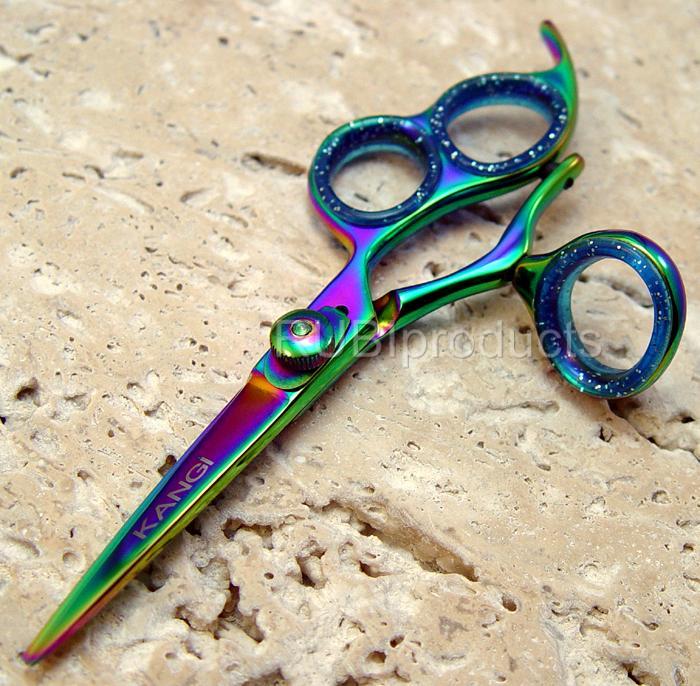5" Kangi Titanium SWIVEL THUMB Hair Shears Barber Scissors CHOOSE RING COLORS eBay