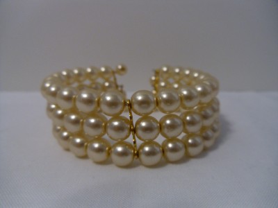 Davidbridal on New David S Bridal Faux Pearl And Goldtone 3 Row Cuff Bracelet Jewelry