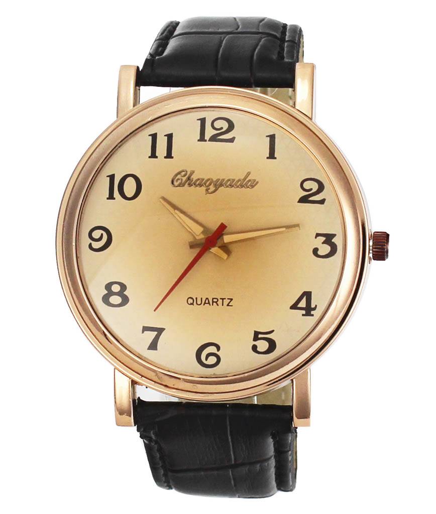 Mens 43 mm Large Dial Gold Silver Color Case Male Leather Business