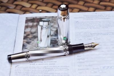 ☆新品同様☆MONTBLANC PORTABLOCCO GRANDE MONTBLANC KARL DER GROSSE PEN SOLID WHITE GOLD # 696/888