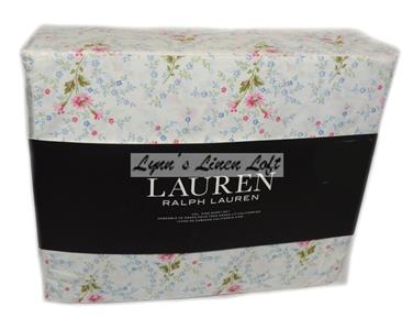 RALPH LAUREN フィッティドシーツ　ダブル　ローラ　花柄 3-Pc Ralph Lauren Twin Cottage Floral Sheet Set Farmhouse Blue