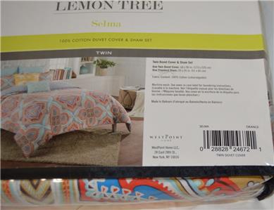 Lemon Tree 2 Piece Selma Duvet Cover Set 100/% Cotton TWIN