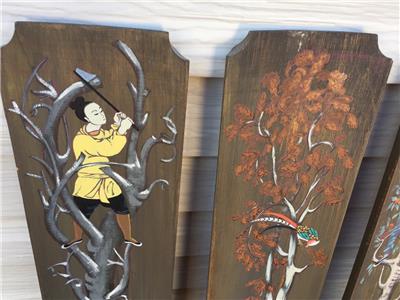 Rare Mid Century Painted Palladio Italy Four Seasons Wall Hanging