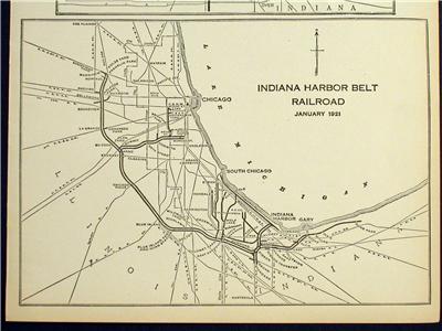 1921 BALTIMORE & OHIO CHICAGO TERMINAL RAILROAD SYSTEM MAP DEPOTS + IHB ...