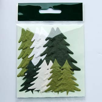 2 packs of 12 green white 2 sizes mulberry paper christmas tree