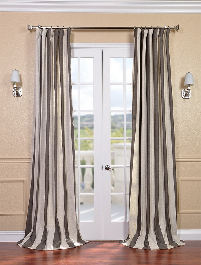 veranda brown stripe linen blend curtains & drapes