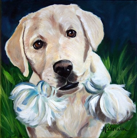 Sparrow Yellow Labs Labrador Retriever Dog Art Oil Painting Decor