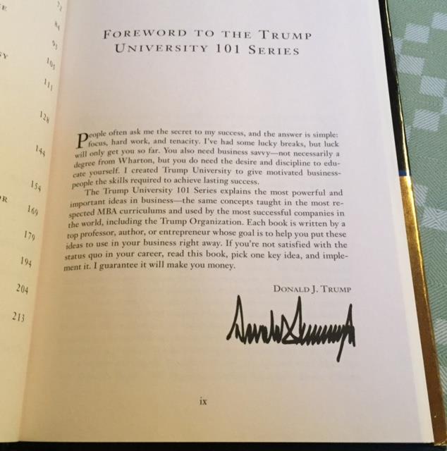 Donald J. Trump University Entrepreneurship 101, PRESIDENT