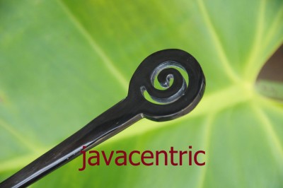 JET BLACK carved SPIRAL Buffalo Horn HAIR STICK PICK or SHAWL PIN handmade new