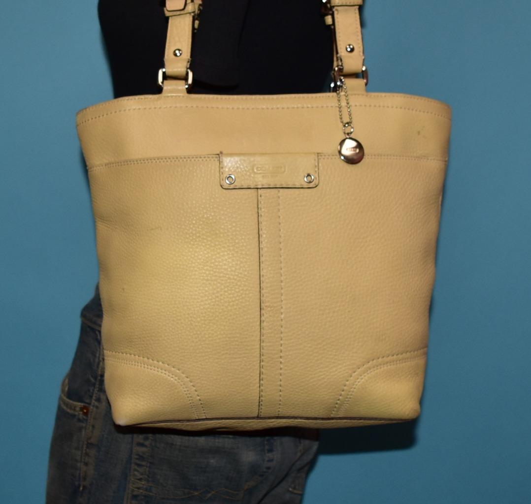 COACH Hamilton Beige Pebbled Leather Lunch Shoulder Shopper Tote Purse Bag 13089 | eBay