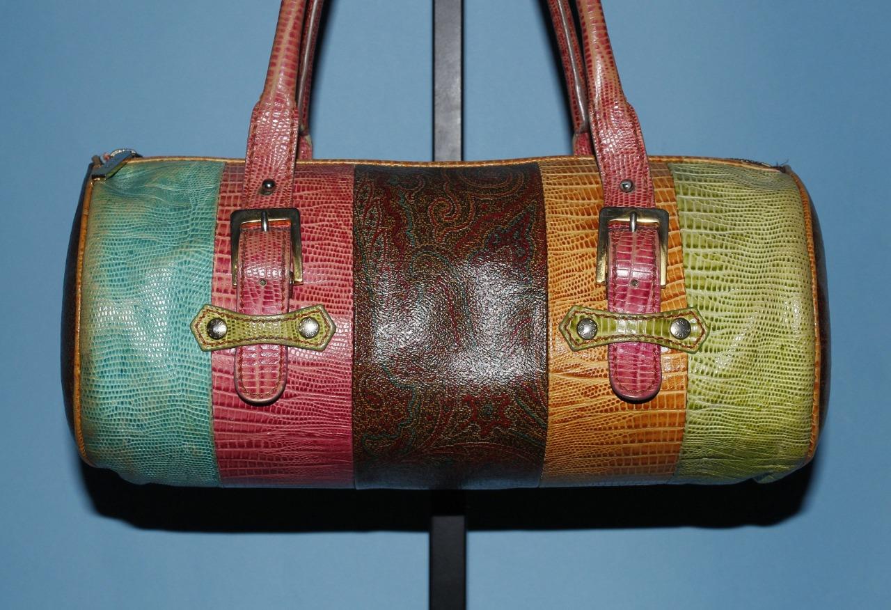 ETRO MILANO Paisley Croco-embossed Multi-color Small Handbag Purse Bag ITALY | eBay