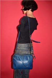 FOSSIL EMMA SATCHEL Cobalt Blue Leather Convertible Crossbody Purse Tote Bag | eBay