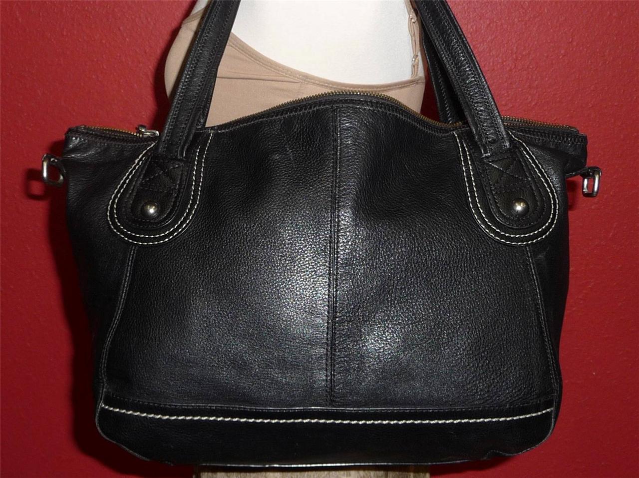 Vintage THE SAK Black Leather Medium-Large Satchel Tote Shoulder Purse ...