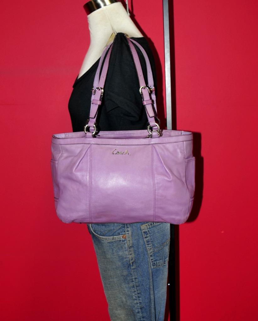 COACH GALLERY Purple Leather Medium Zip Tote Shopper Shoulder Purse Bag ...