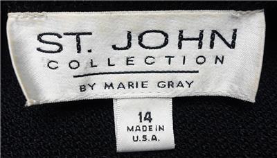 St John Collection Marie Gray Black 3/4 Coat Buttons Padded Shoulders ...