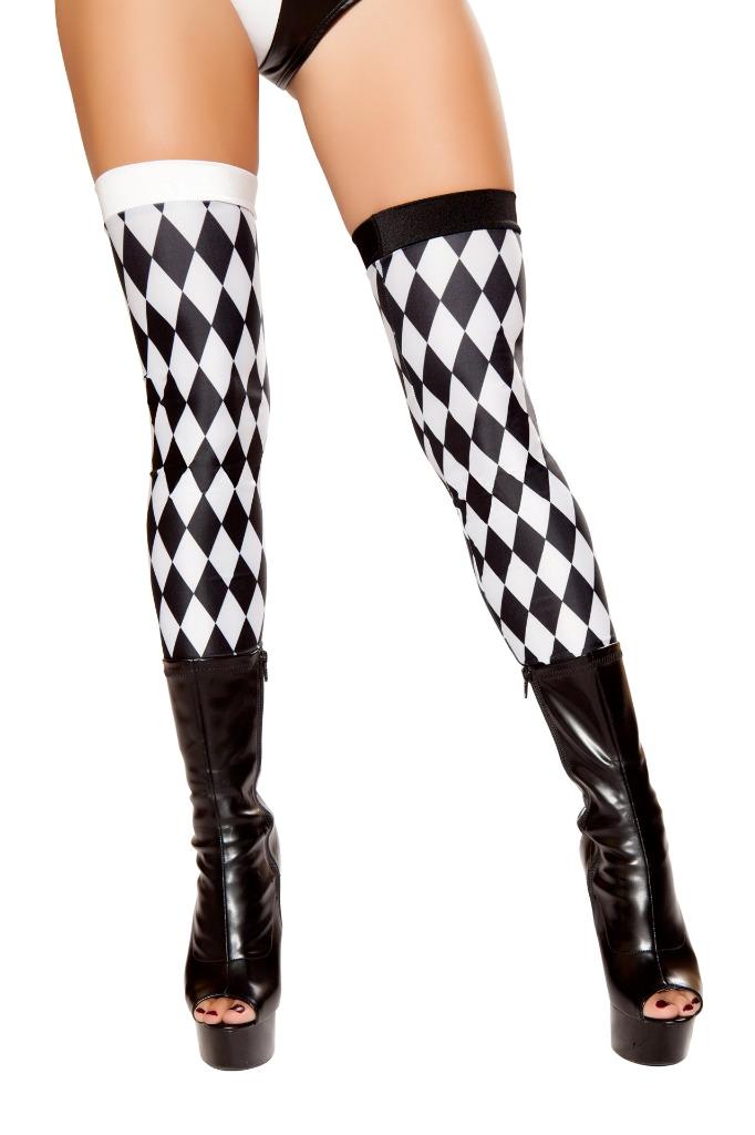 sexy ROMA jester CLOWN footless DIAMOND checkered LEGGINGS thigh HIGHS stockings - Picture 2 of 2