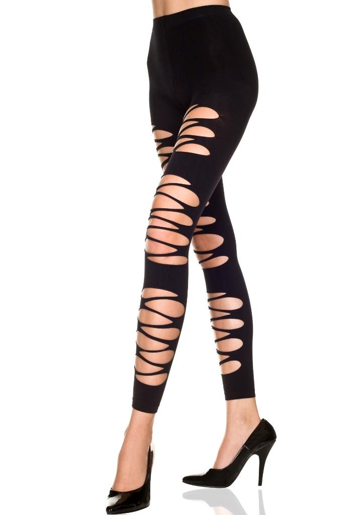 sexy MUSIC LEGS cutout TORN opaque SHREDDED footless TIGHTS leggins PANTYHOSE - Picture 2 of 2