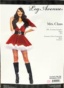 leg avenue christmas fancy dress NEW sexy mrs. CLAUS santa xmas HOLIDAY party COSTUME Size:9 M