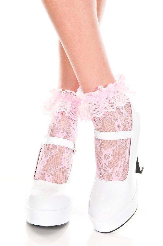 sexy MUSIC LEGS sheer FISHNET ruffle TRIM ankle HIGHS hi SOCKS anklets STOCKINGS - Picture 5 of 6